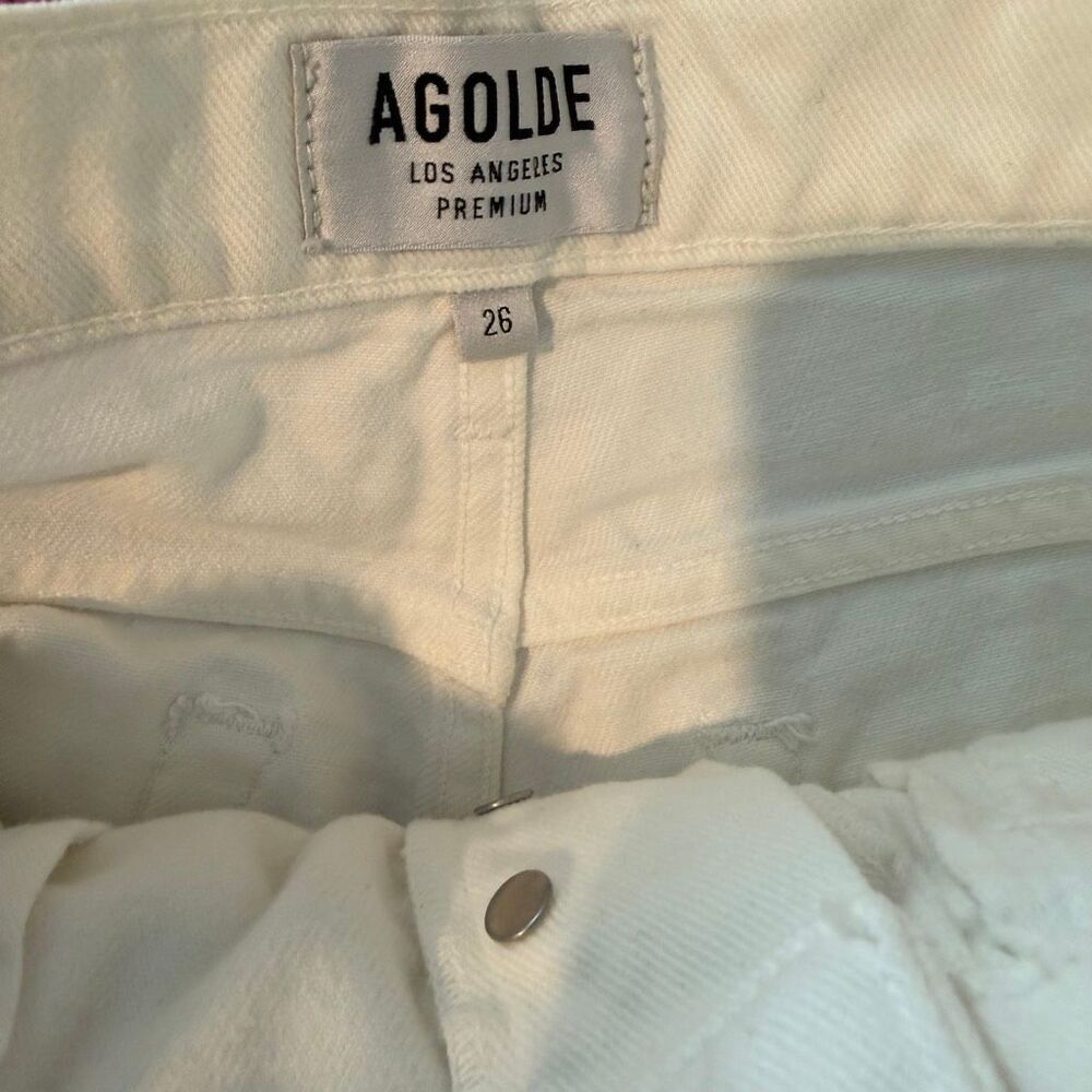 Agolde White Wash Detour Denim Parker Cut-Off Jean Shorts Women's Size 26 - Picture 4 of 5